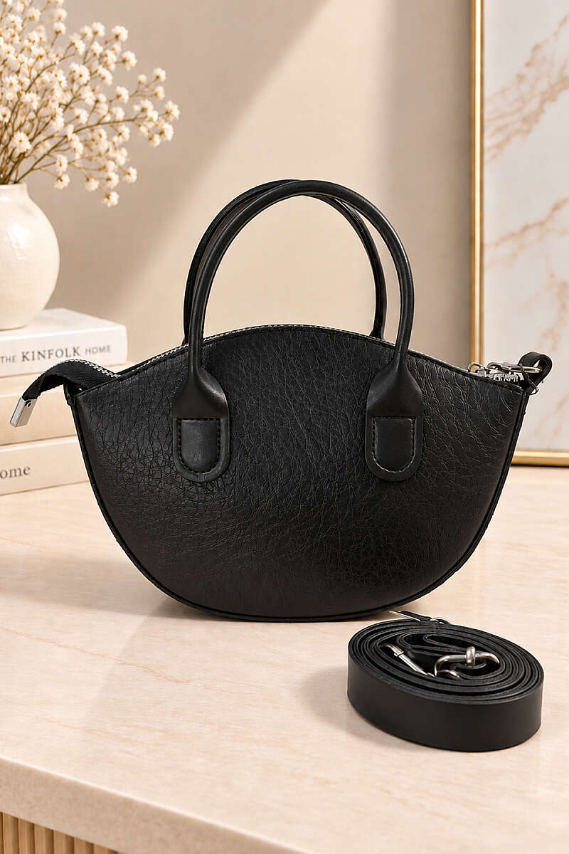Minimal Oval Strap Shoulder Bag Black