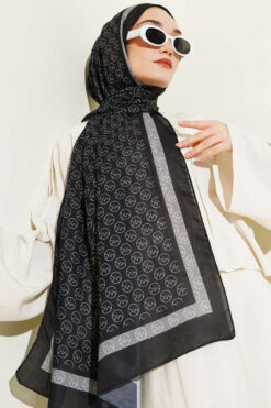 Alternative view of MK Pattern Liva Modal Scarf Black