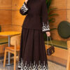 Knitted Waistband Tucked Lounge Set Brown - الصورة 5