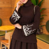 Embroidered Hem Edge Two-Piece Set Brown – Image 2