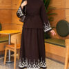 Embroidered Hem Edge Two-Piece Set Brown – Image 4
