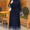 Embroidered Hem Edge Two-Piece Set Navy Blue – Image 2