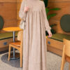 Knit Dress with Ribbed Detail Beige