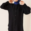 Ribbed Detail Oversized Shirt Black