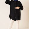 Ribbed Detail Oversized Shirt Black - Imagen 2