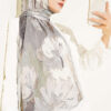 Bamboo Crinkle Shawl with Nilufer Pattern Beige