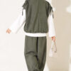 Three-Piece Set with Shoulder Tie Detail Khaki - immagine 4