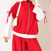 Three-Piece Set with Shoulder Tie Detail Red