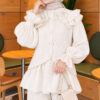 Shoulder Ruffle Detail Knit Two-Piece Set Ecru – Bild 2
