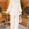 Shoulder Ruffle Detail Knit Two-Piece Set Ecru – Bild 4
