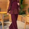 Striped French terry hoodie three-piece set Plum – Bild 5