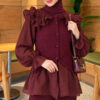 Shoulder Ruffle Detail Knit Two-Piece Set Plum - immagine 2