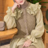 Shoulder Ruffle Detail Knit Two-Piece Set Oil Green