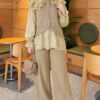 Shoulder Ruffle Detail Knit Two-Piece Set Oil Green – Bild 2
