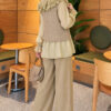 Shoulder Ruffle Detail Knit Two-Piece Set Oil Green – Bild 4