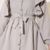 Buttoned Two-Piece Set with Ruffled Shoulder Detail Grey - الصورة 4