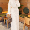 Shoulder-Embellished Knit Dress with Belt Stone - الصورة 3