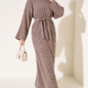 Shoulder-Embellished Knit Dress with Belt Mink – Bild 3