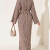 Shoulder-Embellished Knit Dress with Belt Mink – Bild 4