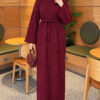 Shoulder-Embellished Knit Dress Burgundy