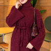 ⁦Shoulder-Embellished Knit Dress Burgundy⁩ - الصورة ⁦2⁩