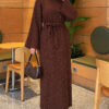 Shoulder-Embellished Knit Dress Brown - immagine 2