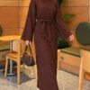 Shoulder-Embellished Knit Dress Brown - immagine 4