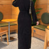 Shoulder-Embellished Knit Dress Black - immagine 3