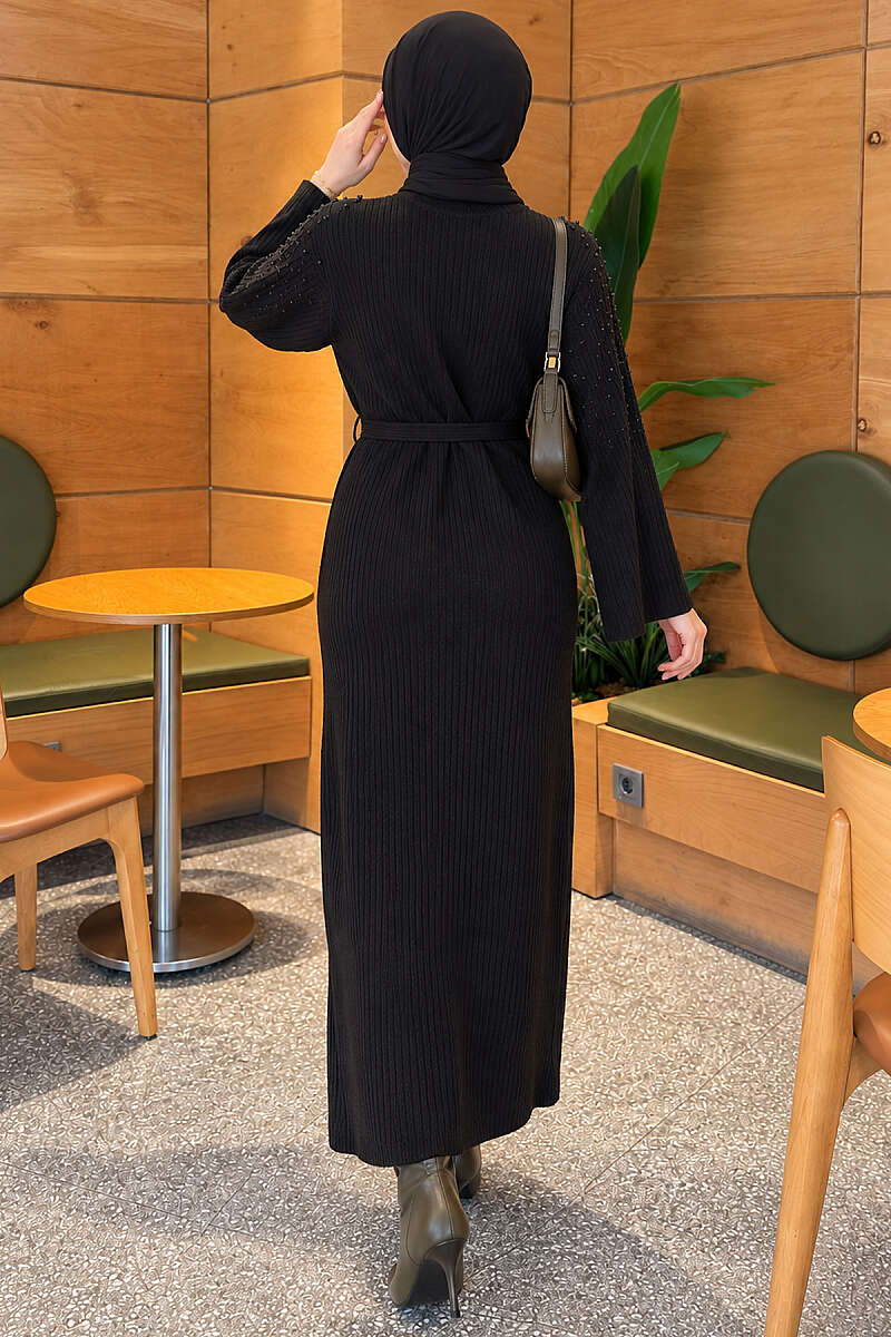 Shoulder-Embellished Knit Dress Black - immagine 3