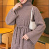 Shoulder-Embellished Knit Dress Mink - الصورة 2