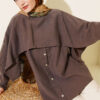 Shoulder Cape Button Detail Tunic Mink