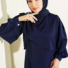 Shoulder Pleated Detail Dress Navy Blue - Image 2