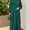 Shoulder Pleated Detail Dress Green - Afbeelding 3