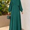 Shoulder Pleated Detail Dress Green - Afbeelding 4