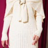 Shoulder Shawl Detail French Terry Knit Dress Beige - Imagen 4