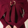 Shoulder Shawl Detail French Terry Knit Dress Burgundy – Image 4