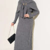 Shoulder Shawl Detail French Terry Knit Dress Smoke