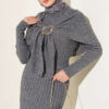 Shoulder Shawl Detail French Terry Knit Dress Smoke - الصورة 2