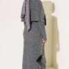 Shoulder Shawl Detail French Terry Knit Dress Smoke - الصورة 3