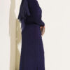 Shoulder Shawl Detail French Terry Knit Dress Navy Blue - الصورة 3