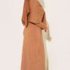 Shoulder Shawl Detail French Terry Knit Dress Latte - الصورة 3