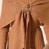 Shoulder Shawl Detail French Terry Knit Dress Latte - الصورة 4