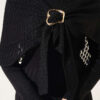 Shoulder Shawl Detail French Terry Knit Dress Black - الصورة 4