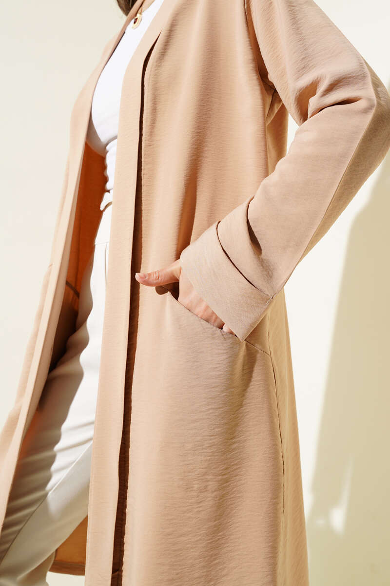 Open-front cardigan with pockets Latte - immagine 4