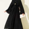 Belted Dress with Gold Buckle Black