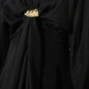 ⁦Belted Dress with Gold Buckle Black⁩ - الصورة ⁦4⁩