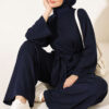 Button-up Collar Tencel Two-Piece Set Navy Blue - Imagen 6