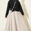 Front-Buttoned Gold-Buttoned Knit Cardigan with Pocket Anthracite – Bild 2