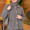Front-Buttoned Gold-Buttoned Knit Cardigan with Pocket Smoke - الصورة 3