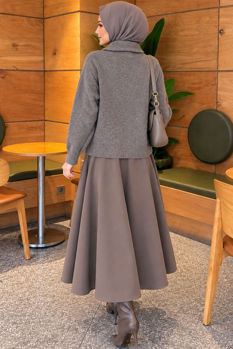 Front-Buttoned Gold-Buttoned Knit Cardigan with Pocket Smoke - الصورة 4